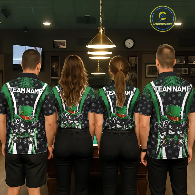 Custom St Patrick Day 8 Ball Pool Billiard Shirt For Women, Luckiest Shamrock Billiard Team Jersey TDM5698