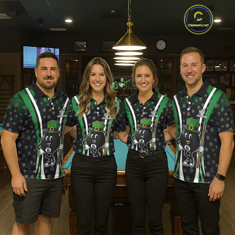 Funny 8 Ball Pool St Patrick Day Billiard Shirt For Women Custom Lucky Billiard Team Jersey TDM5699