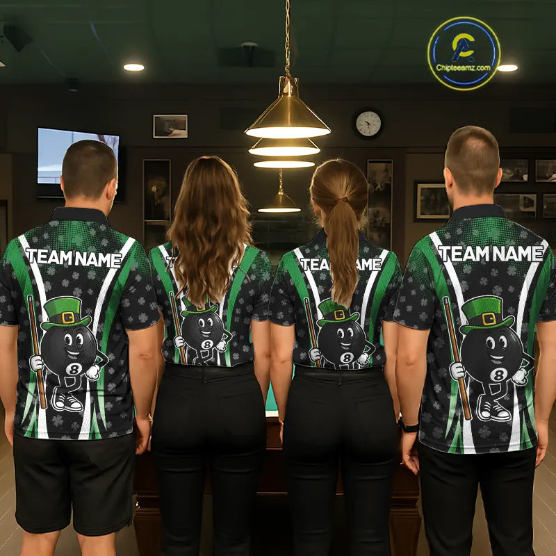 Funny 8 Ball Pool St Patrick Day Billiard Shirt For Women Custom Lucky Billiard Team Jersey TDM5699