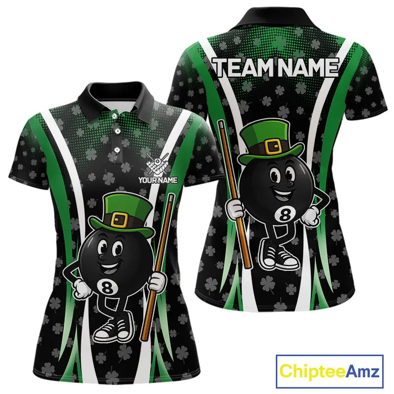 Funny 8 Ball Pool St Patrick Day Billiard Shirt For Women Custom Lucky Billiard Team Jersey TDM5699