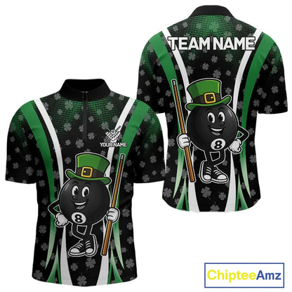 Funny 8 Ball Pool St Patrick Day Billiard Shirt For Men Custom Lucky Billiard Team Jersey TDM5699