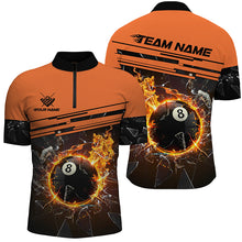Load image into Gallery viewer, Orange Funny 8 Ball Pool Fire Break Glass Custom Men Billiard Shirt 3D Printed Billiard Team Jersey TDM1804