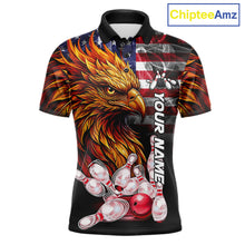 Load image into Gallery viewer, Smoke American Flag Phoenix Bowling Polo Shirt For Men Custom Patriotic Bowling Team Jersey Design