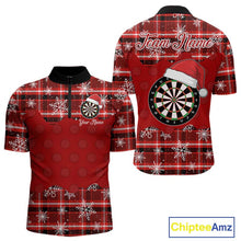 Load image into Gallery viewer, Funny Santa Dartboard Mens Darts Shirt Custom Red Plaid Snowflake Christmas Darts Jerseys Gifts TDM5182