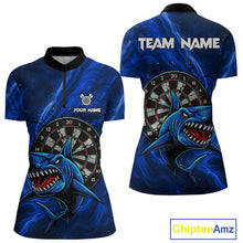 Load image into Gallery viewer, Personalized Shark Blue Darts Shirt For Women Custom Dart Jerseys Team Polo &amp; Quarter Zip TDM5191