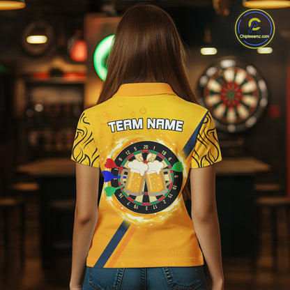 Personalized Funny Beer Tribal Darts Shirt For Women Custom Drinking Dart Team Jersey Polo & 1/4 Zip TDM5434