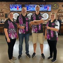 Load image into Gallery viewer, Personalized Pink Grunge Womens Dart Shirts Custom Dart Jerseys Team Polo &amp; 1/4 Zip, Darts Uniform TDM5701