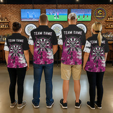 Load image into Gallery viewer, Personalized Pink Grunge Womens Dart Shirts Custom Dart Jerseys Team Polo &amp; 1/4 Zip, Darts Uniform TDM5701