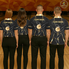 Load image into Gallery viewer, Custom Black And Gold Bowling Shirt For Men, Bowling Tournament Team Jersey Polo &amp; 1/4 Zip TDM6318