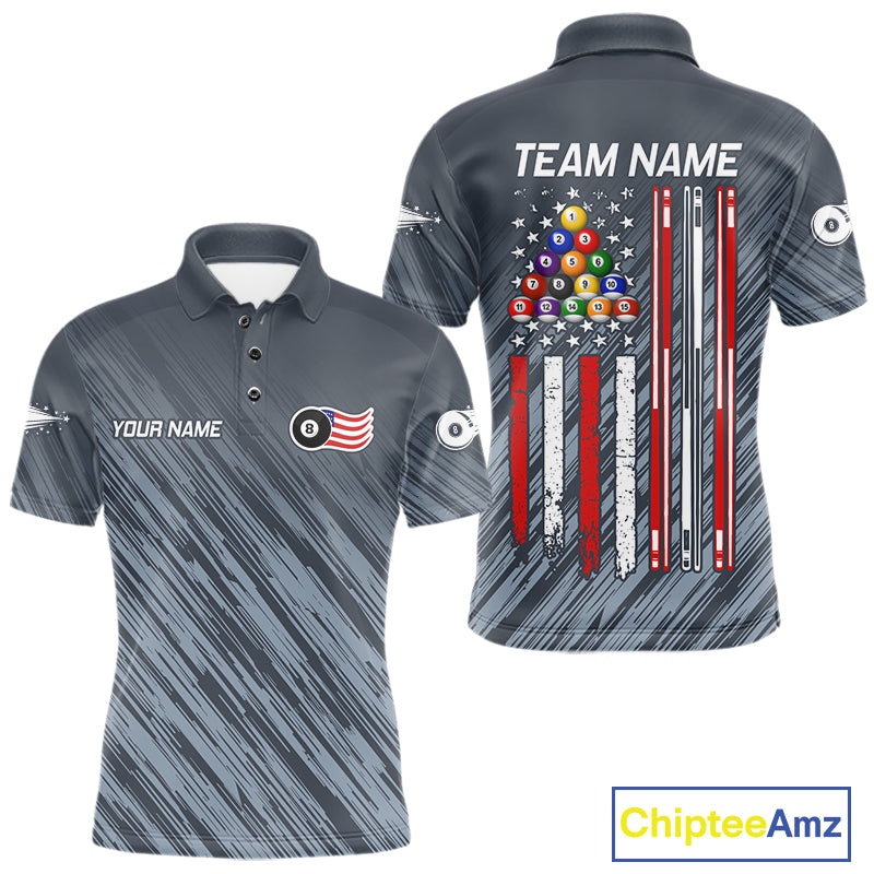 Personalized Billiard American Flag 8 Ball Pool Shirt For Men, Patriotic Billiard Team Jersey TDM7229