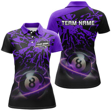 Load image into Gallery viewer, Personalized Purple Billiard Ball 8 Thunder Pool Shirts For Women Custom Billiard Jersey Short Sleeve TDM2485