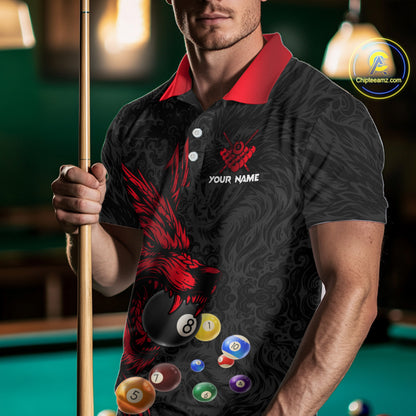 Personalized Wolf Billiard Balls Pool Shirts For Men, Black And Red Billiard League Team Jerseys TDM5202