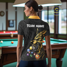 Load image into Gallery viewer, Personalized Wolf Billiard Balls Pool Shirts For Women, Black And Gold Billiard League Team Jerseys TDM5204