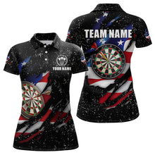Load image into Gallery viewer, American Flag Black Grunge Dart Polo &amp; Quarter Zip Shirts Custom Patriotic Dart Shirts For Women TDM3211