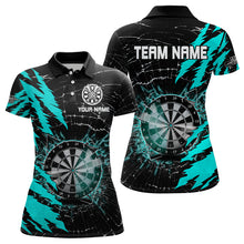 Load image into Gallery viewer, Black And Cyan Darts Board Break Glass Custom Dart Shirts For Women, Darts Team Shirts Dart Jerseys TDM3216