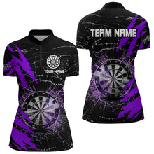 Load image into Gallery viewer, Black And Purple Darts Board Break Glass Custom Dart Shirts For Women, Darts Team Shirts Dart Jerseys TDM3217