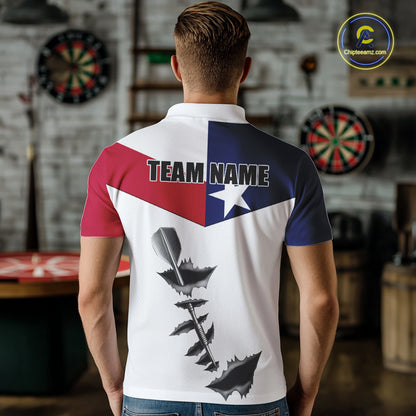 Personalized Texas Flag Steel Tip Dart Polo & 1/4 Zip For Men Custom Texas Darts Team Jersey TDM5451