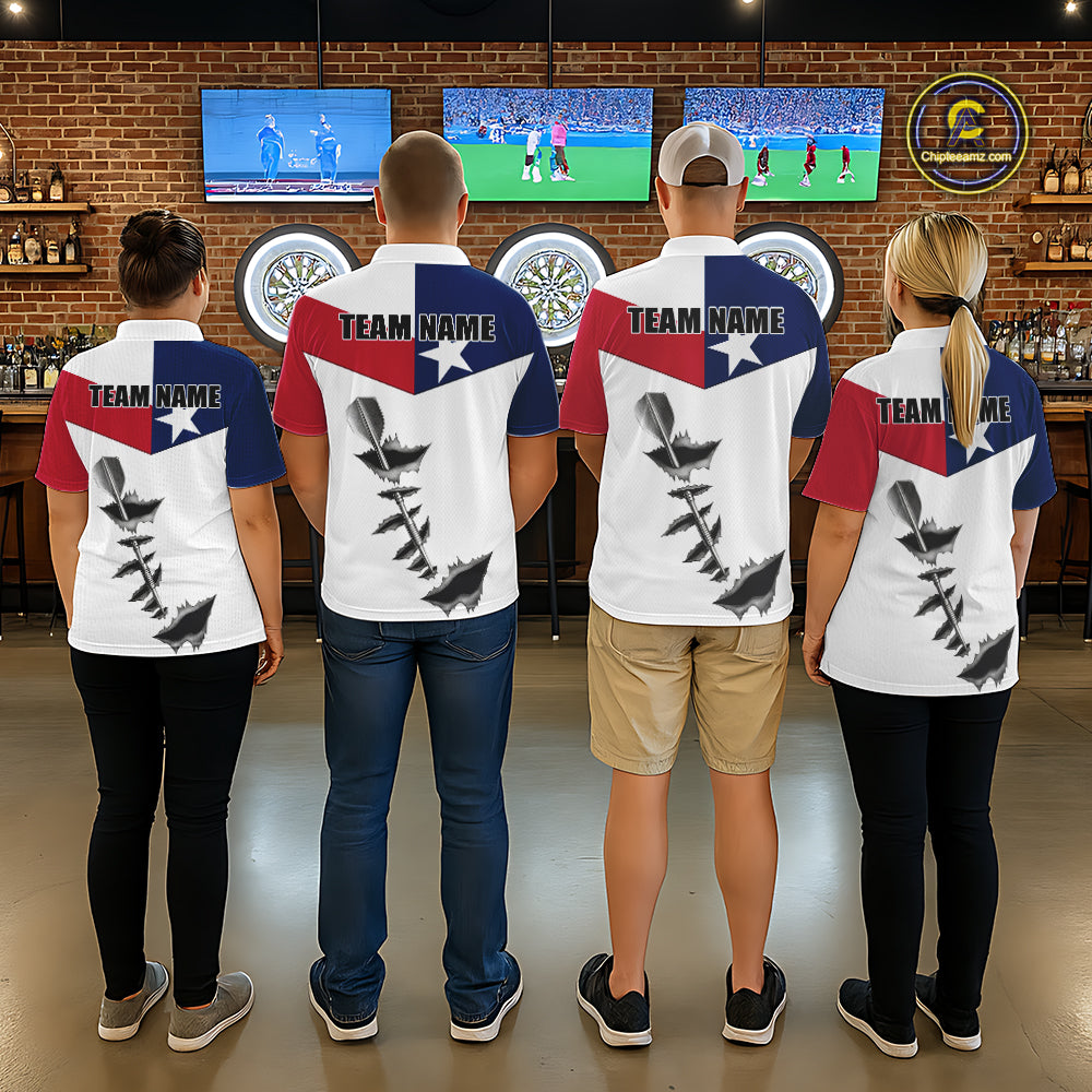 Personalized Texas Flag Steel Tip Dart Polo & 1/4 Zip For Men Custom Texas Darts Team Jersey TDM5451