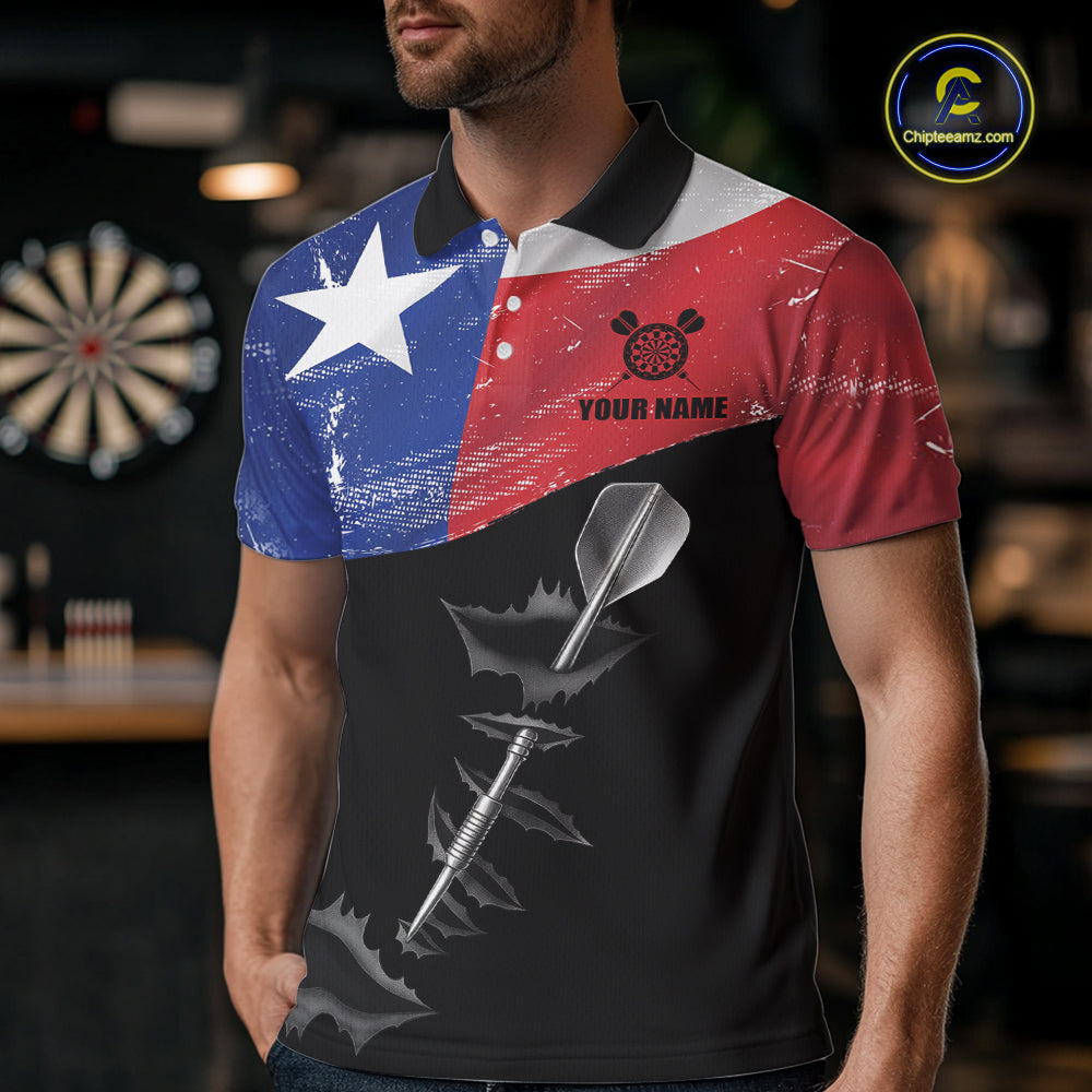 Personalized Texas Flag Steel Tip Dart Polo & 1/4 Zip For Men Custom Texas Darts Team Jersey TDM5452