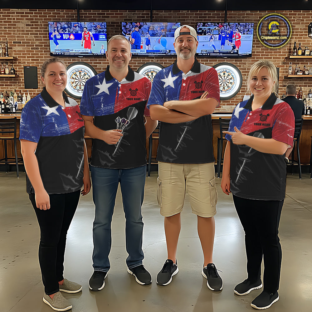 Personalized Texas Flag Steel Tip Dart Polo & 1/4 Zip For Men Custom Texas Darts Team Jersey TDM5452