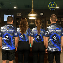 Load image into Gallery viewer, Blue Grunge 8 Ball Pool Custom Billiard Shirts For Women, Billiard Team Jerseys Polo 1/4 Zip TDM6074
