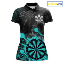 Load image into Gallery viewer, Turquoise Dartboard Splatter Smoke Darts Shirt For Women Custom Darts Team Jersey Polo &amp; 1/4 Zip TDM6504