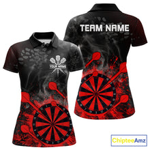 Load image into Gallery viewer, Red Dartboard Splatter Smoke Darts Shirt For Women Custom Grunge Darts Team Jersey Polo &amp; 1/4 Zip TDM6505
