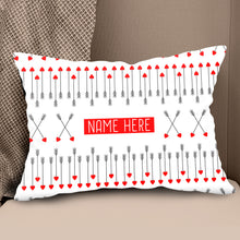 Load image into Gallery viewer, Cute Archery Arrow Custom Name White Pillows, Best Valentine Gifts Ideas TDM0914