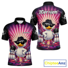 Load image into Gallery viewer, Pink Funny Duck Bowling Jersey For Men Custom Graffiti Bowling Shirt Team Polo &amp; 1/4 Zip Shirt TDM6094