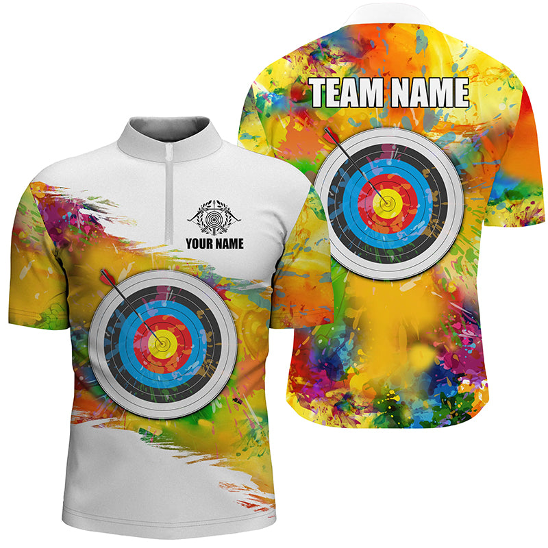 Colorful 3D Target Archery Men Polo & Quarter-Zip Shirt Custom Archery Jerseys Attire For Archer TDM1621