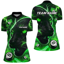 Load image into Gallery viewer, Personalized Green 8 Ball Pool Panther 3D Billiard Shirts For Women, Team League Billiard Jerseys TDM2245