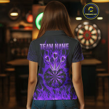 Load image into Gallery viewer, Purple Flame Skull Dartboard Shirt For Women Custom Darts League Team Jersey Polo &amp; Quarter Zip TDM5009