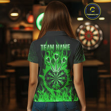 Load image into Gallery viewer, Green Flame Skull Dartboard Shirt For Women Custom Darts League Team Jersey Polo &amp; Quarter Zip TDM5010