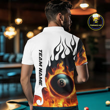Load image into Gallery viewer, Personalized Orange 8 Ball Fire Flame Men&#39;s Billiard Shirt Custom Pool Team Jersey Polo &amp; 1/4 Zip TDM5229