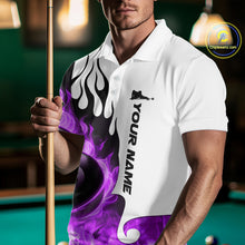 Load image into Gallery viewer, Personalized Purple 8 Ball Fire Flame Men&#39;s Billiard Shirt Custom Pool Team Jersey Polo &amp; 1/4 Zip TDM5231