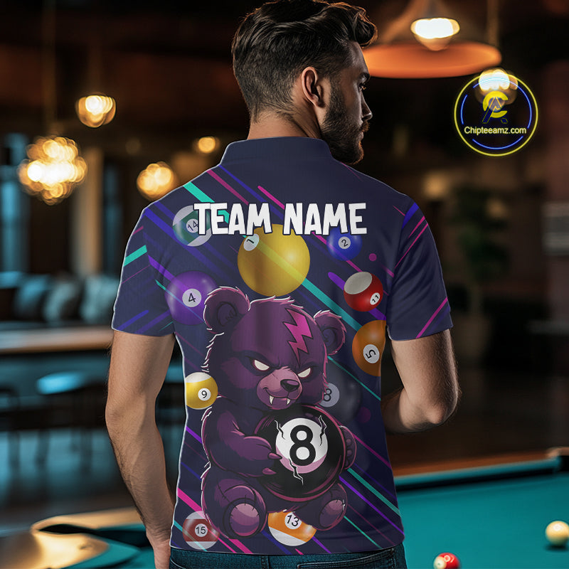 Personalized Funny Bear 8 Ball Billiard Shirt For Men Custom Billiard Jersey, Pool Team Shirts TDM5234