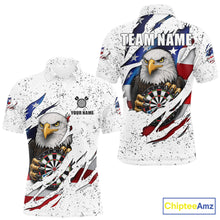 Load image into Gallery viewer, Custom Eagle Darts Jersey For Men, Grunge American Flag Patriotic Darts Team Shirt Polo &amp; 1/4 Zip TDM5959