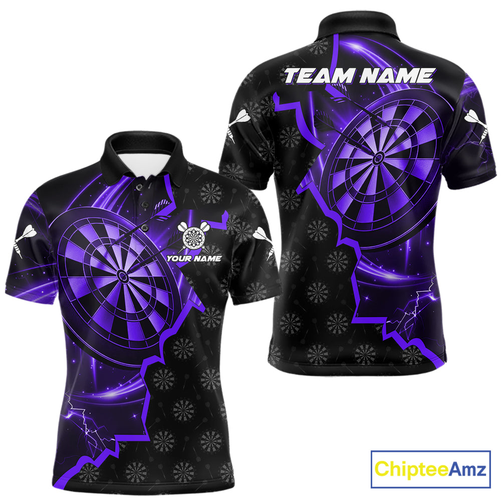 Purple Dartboard Ligthning Darts Shirt For Men Custom Darts Jersey Team Polo & Quarter Zip TDM6111