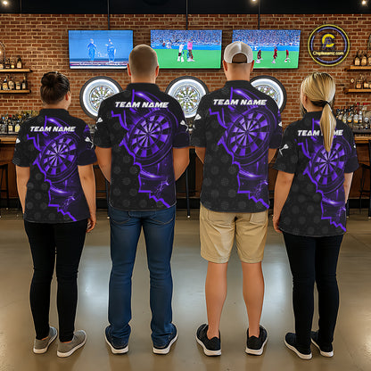 Purple Dartboard Ligthning Darts Shirt For Men Custom Darts Jersey Team Polo & Quarter Zip TDM6111