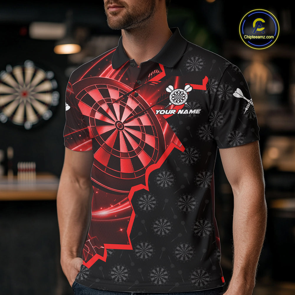 Red Dartboard Ligthning Darts Shirt For Men Custom Darts Jersey Team Polo & Quarter Zip TDM6112