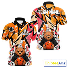 Load image into Gallery viewer, Personalized Funny Bear Graffiti Bowling Jersey For Men, Custom Bowling Team Shirts Polo &amp; 1/4 Zip TDM6548