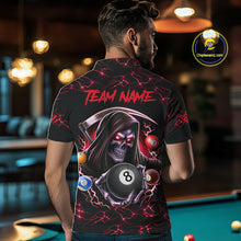 Load image into Gallery viewer, Red Funny Grim Reaper 8 Ball Pool Men Billiard Shirts Custom Billiard Jersey Team Polo &amp; 1/4 Zip TDM5241