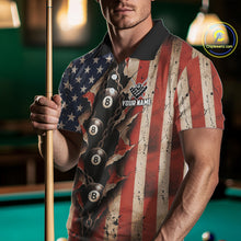 Load image into Gallery viewer, Vintage American Flag Chain 8 Ball Pool Billiard Shirt For Men Custom Patriotic Billiard Jerseys TDM5244