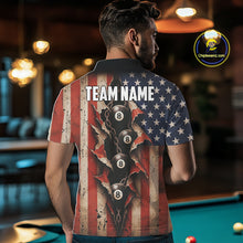 Load image into Gallery viewer, Vintage American Flag Chain 8 Ball Pool Billiard Shirt For Men Custom Patriotic Billiard Jerseys TDM5244