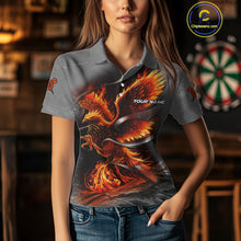 Load image into Gallery viewer, Personalized Phoenix Flame Darts Shirt For Women Custom Darts Team Jersey Polo &amp; 1/4 Zip |Orange TDM5246