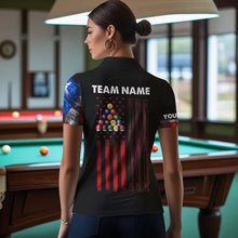 Load image into Gallery viewer, Smoke Puerto Rico US Flag Custom Billiard Shirt For Women, Patriotic 8 Ball Pool Team Jersey TDM3450