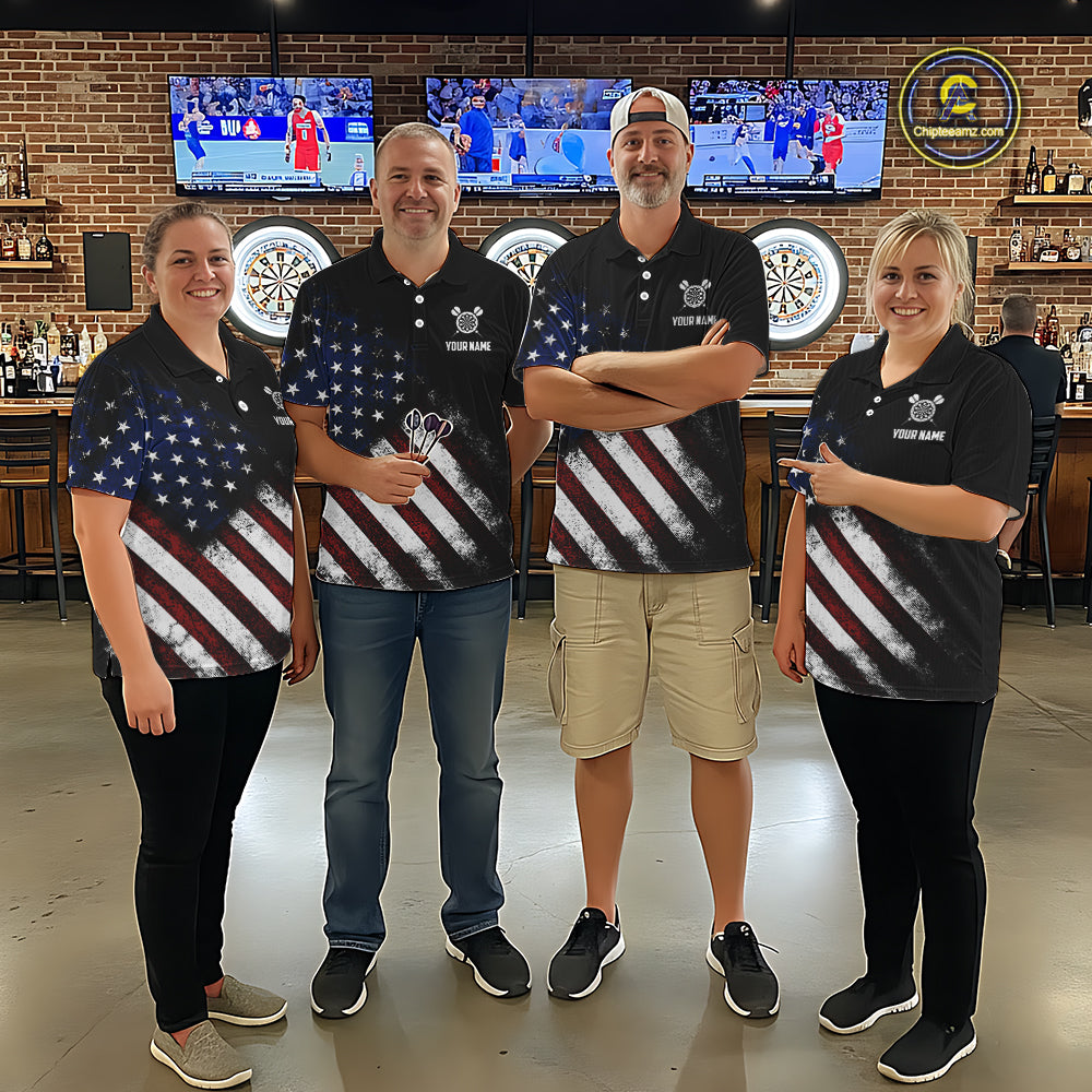 Patriotic American Flag Eagle Darts Shirt For Men Custom Darts Jersey Team Polo & 1/4 Zip TDM5759