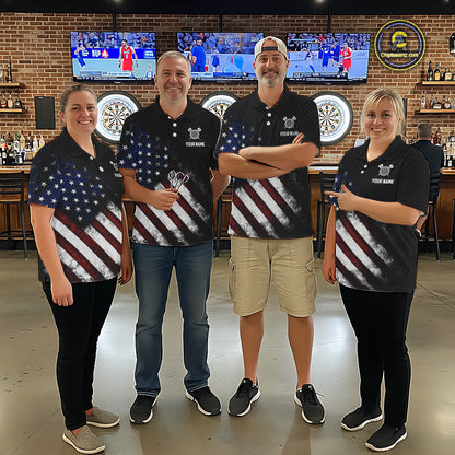 Patriotic American Flag Eagle Darts Shirt For Men Custom Darts Jersey Team Polo & 1/4 Zip TDM5759