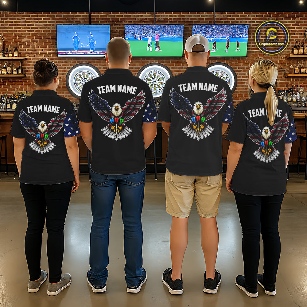 Patriotic American Flag Eagle Darts Shirt For Men Custom Darts Jersey Team Polo & 1/4 Zip TDM5759