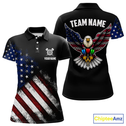 Patriotic American Flag Eagle Darts Shirt For Women Custom Darts Jersey Team Polo & 1/4 Zip TDM5759